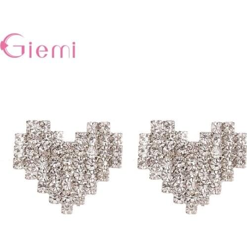 Luxury White AAA Cubic Zirconia Stud Earrings Fashion Small Heart Earrings For Women Vintage Wedding Jewelry Femmal