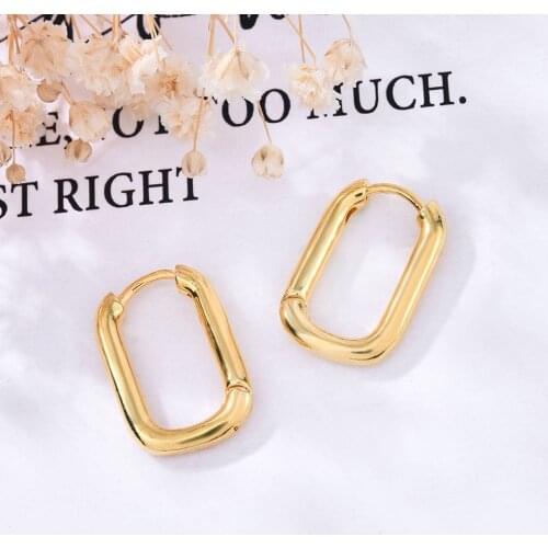 New Fashion Gold Simple Earrings Style Oval Shape Hoop Stud Women Trendy French Temperament Jewelry Party New Year Gifts