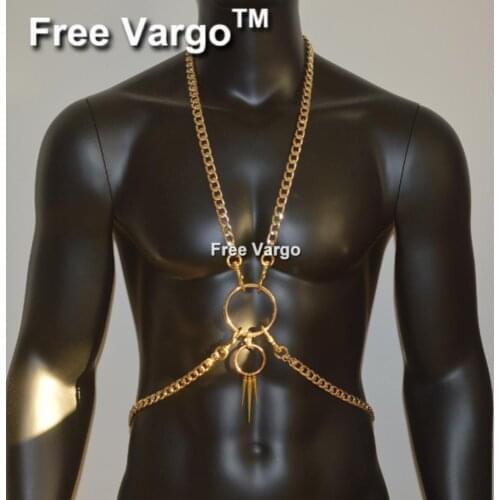 Sexy Man Chain Body Harness Rave Chest Chain Harness Top Costumes Musical Festival Wear Singer Dancer Stage Outfits Gear
