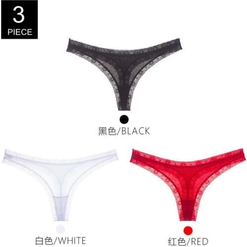 3 Pcs Sexy G-string Womens Lace Seamless Underwear Thin Sexy Hot Sex T-back Panties Cotton Crotch Summer Lingerie