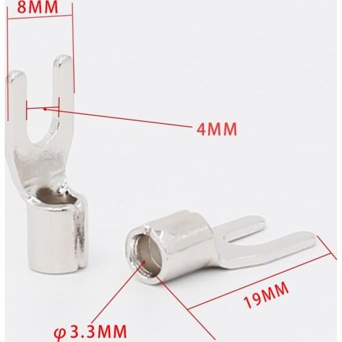 Hi-end Power Socket Installation Connector Rhodium Plated Copper Y Fork Banana Plug For Power Plugs 1pc