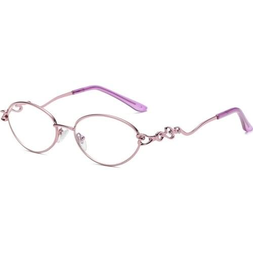 Anti-Blue Light Coated Women Reading Glasses Metal Frame Diamond Pink Purple Glasses Personality Fashion Ladies Eyeglasses