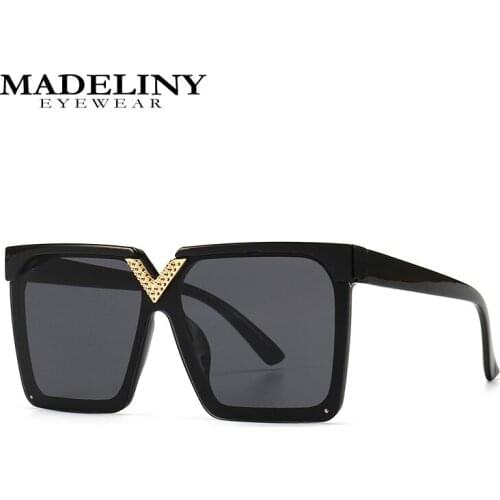 MADELINY Fashion Vintage Square Sunglasses Women Retro Oversized Luxury Brand Sun Glasses Summer 2021 UV400 MA460