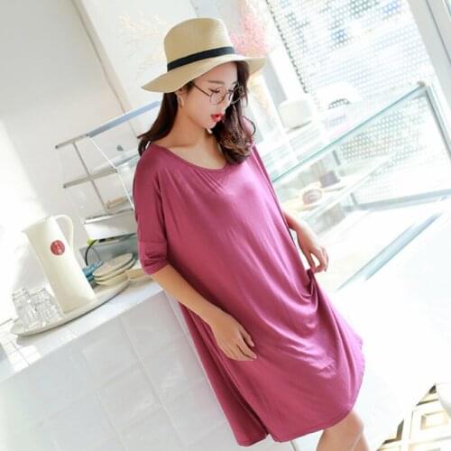 Loose Dress Women Long T-shirt Summer Plus Size 100kg Soft Dresses for Pregnant Women Short-sleeved Nightdress Sleepwear WF082
