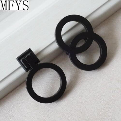 1.1'' Black Drop Ring Pull Cabinet Knobs Pulls Handle Dresser Knobs Round Rings Drawer Handles Pulls Kitchen Cupboard Knobs