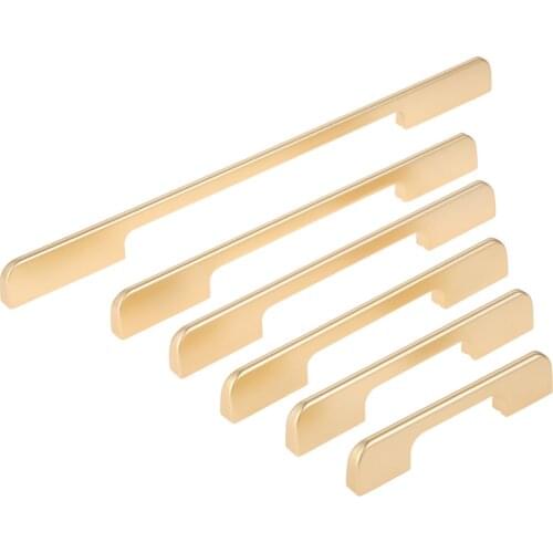 1pc Handle cupboard knob drawer handle Aluminum Golden Long Modern knob colorfast elegant durable with 2pcs Screws high quality