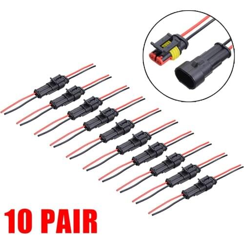 10 Pairs/lot 2 Pin Waterproof Wire Cable Connectors Terminals Crimp Quick Splice Electrical Car Automotive Kit