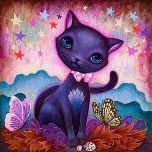 100% Full 5D Diy Daimond Painting Cat&Butterfly 3D Diamond Painting Full Round Rhinestones Diamant Painting Embroidery Decor