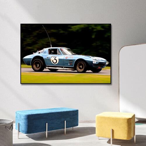 1962 Corvette Grand Sport Muscle Car Painting Print On Canvas Nordic Wall Art Picture For Living Noom Home Decoration Frameless