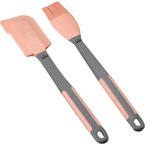 2PCS Silicone Spatula Barbeque Brush Cooking Utensil Tool Heat Reusable Resistant BBQ Oil Condiment Brushes Cake Cream Scraper