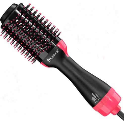 SURKER 2 In 1 Hair Straightener Comb Multifunctional Volumizer Rotating Hot Hair Brush Hair Curler Hair Straightener Hair Dryer