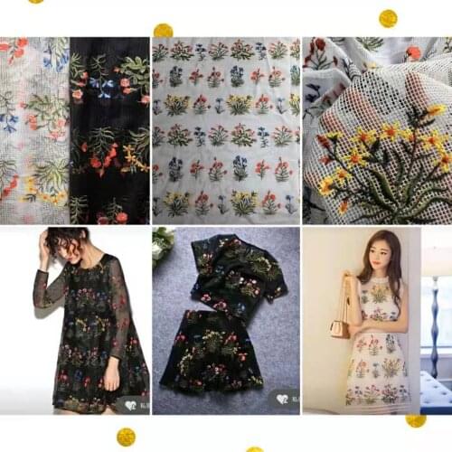 2021 new product grid seven-color seaweed flower tight embroidery thick lace fabric