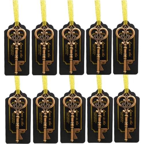 30PCS Bottle Opener Key Card Wedding Decor Vintage Key Bottle Opener Beer Opener with Escort Tag Card