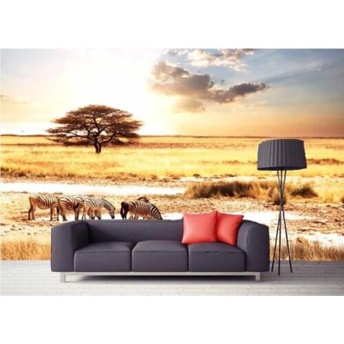 Custom photo 3d wallpaper African steppe zebra dusk landscape living room home decor 3d wall murals wallpaper for walls 3 d