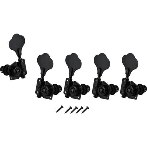 5Pcs Guitar Accessory Vintage Open Bass Guitar Tuning Keys Pegs Machine Heads Tuners Black 1L4R for 5 Strings Bass