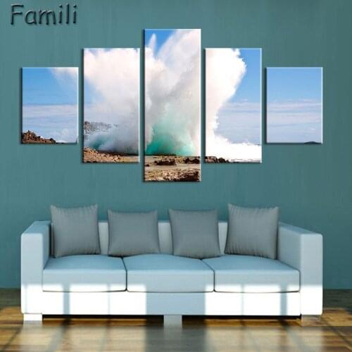 5Pcs/set High quality canvas painting decorative Dawn And Panels Canvas Wave Decorative Paints Wall Paintings Canvas Prints Sea