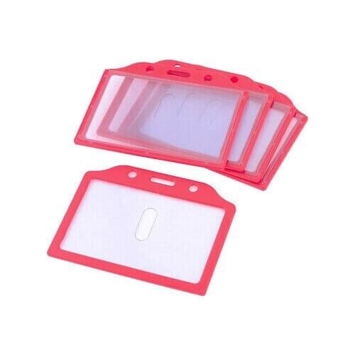 5pcs 92mm x 57mm Fuchsia Clear Rectangle Vertical Work Office Slide Card Holder