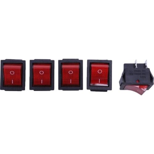 5 x Red Illuminated Light On/Off DPST Boat Rocker Switch 16A/250V 20A/125V AC