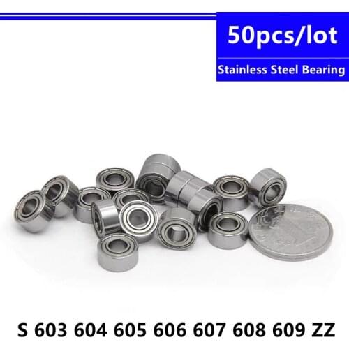 50pcs/lot high quality S603ZZ S604ZZ S605ZZ S606ZZ S607ZZ S608ZZ S609ZZ Stainless Steel Deep Groove Ball Bearings