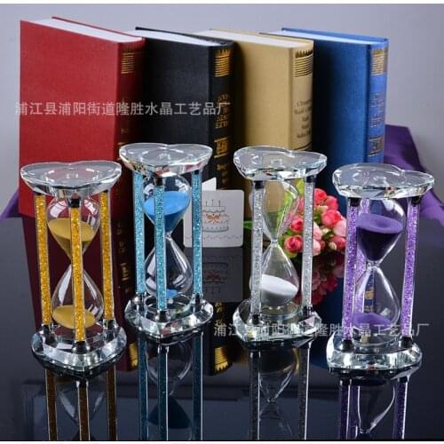 Heart-shaped Diamond Timers Hourglass Pillar Round Hourglass 30 Minutes Crystal Hourglass Timer Creative Gifts Home Decoration