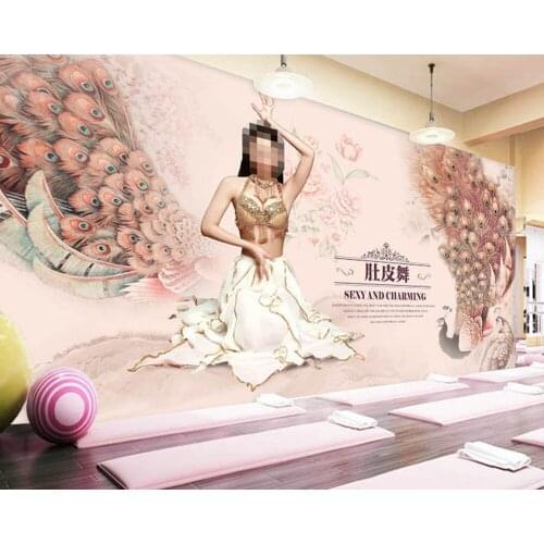 Free Shipping Belly Dance Background Wall Custom Dance Studio Yoga Room Decoration Wallpaper Mural Beauty Body Shop Wallpaper