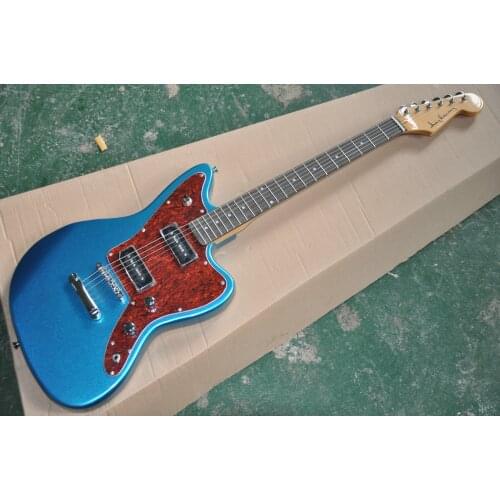 Free transport of new Chinese guitar New Jaguar model electric guitar metal blue body, red armor plate