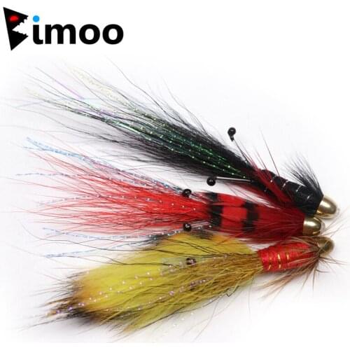 Bimoo 4PCS Conehead Fire Tiger / Black/ Red Francis Snaelda Salmon Tube Flies & Trebles
