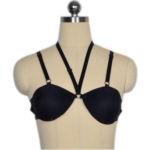 90s Couples Cage Bralette Elastic Halterneck Body Harness Pole Dance Garter Belt Women Fashion Bondage Harness Lingerie O0213