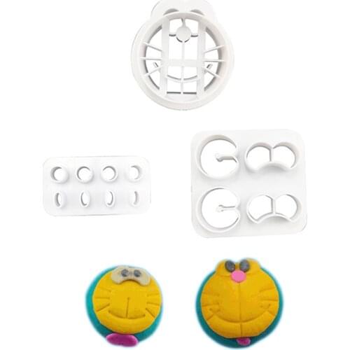 Double-Sided Robot Cat Plastic Cake Mold Fondant Cookie Cutters Kitchen Baking Decorating Mold Tools For Biscuit Cupcake Pastry
