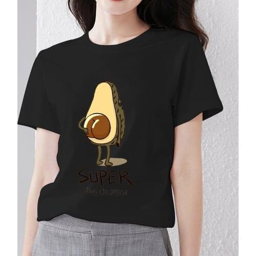 T-shirt Womens Classic Print T-shirt Cartoon Cute Avocado Butt Pattern Series Women Casual Slim Breathable Commuter O-neck Top