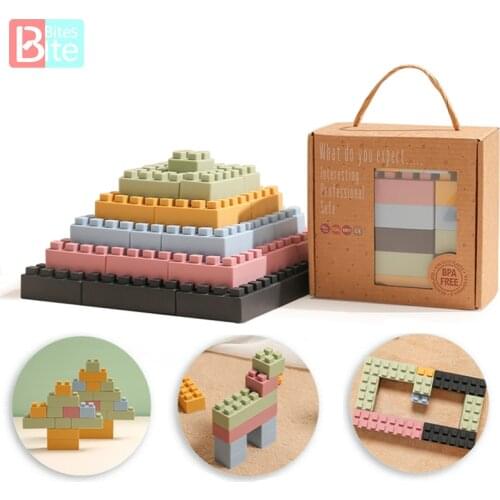 Bite Bites Silicone Jenga Baby Montessori Toy Set Stacking Game Learning Toy BPA Free Children Puzzles Toy Baby Birthday Gift