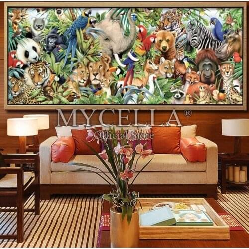 New 5D DIY Square Diamond Painting Zoo Animals Embroidery Full Tiger And Zebra Diamond Cross Stitch Rhinestone Mosaic Home Decor