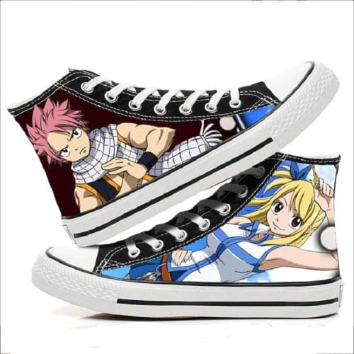 High-Q Unisex Anime Fairy Tail Canvas Shoes 3D Happy Natsu Dragneel Lucy Heartfilia Casual plimsolls duck shoe rope soled shoes