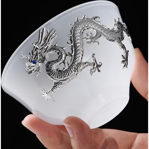 Ceramic Cup Jade Porcelain Tea Bowl Handmade Teaware Creative Silver Cups Chinese Kung Fu Tea Set Drinkware Decoration Crafts