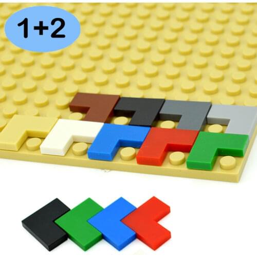 100pcs Smooth 1+2 Dots DIY Building Blocks Thin Figure Educational Creative Toys For Children Size Compatible With 14719 Bricks