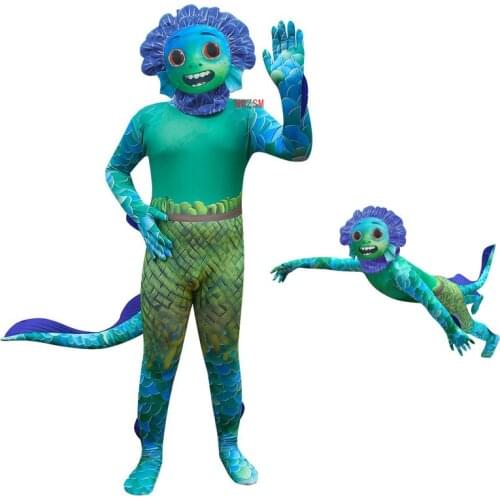 Alberto Sea Monster cosplay Fish monster suit Childrens fancy Halloween Boys Luca jumpsuit costume childrens Christmas gifts