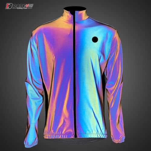 DAREVIE Cycling Jacket Cool Rainbow Colorful Windproof Cycling Jacket Waterproof High Reflective Bike Jacket Men Women Winter