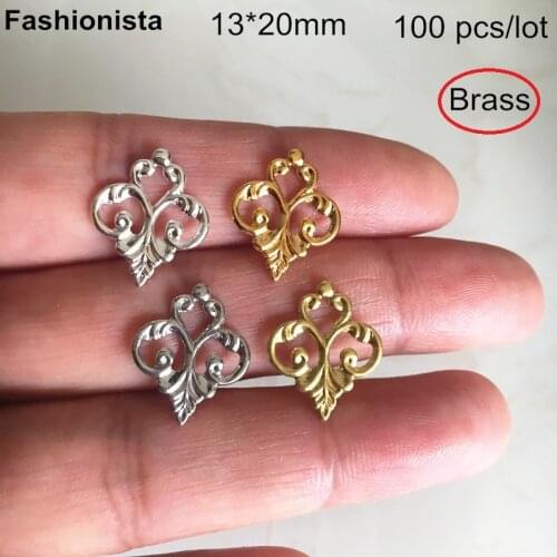 100 pcs Brass Scroll Charms 13*20mm,Gold-color,Silver-color,Steel color,Raw Brass,Lantern Shape Flower Pattern Charms,Jewel DIY