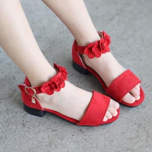Summer Kids Leather Shoes Girls Wedding Dress Shoes Children Princess Flower Sandals For Girls Casual Dance Shoes Flat Sandals