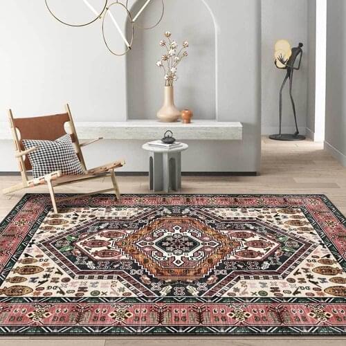 Fashion Persian retro geometric ethnic style carpet red brown area rugs iving room bedroom bedside carpet parlor floor mats