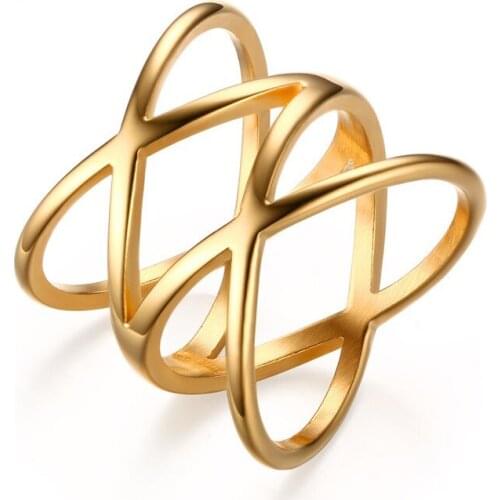 Fashion Stainless Steel Vintage Cross Rings for Women Simple Hollow X Shape Ring Wedding Rings Jewelry For Women