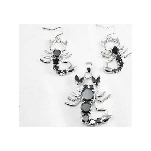 Fashion crystal jewelry Jewellery black Crystal Scorpion earrings &pendant