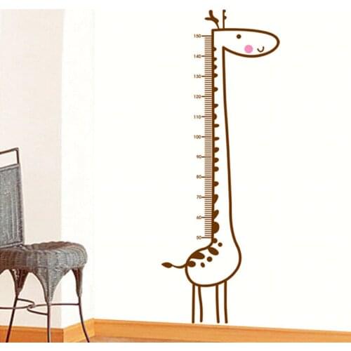Cartoon Giraffe Height Measure Wall Sticker backdrop For Kids Rooms Height Chart Ruler Home Decoration Decals Wall Art Stickers