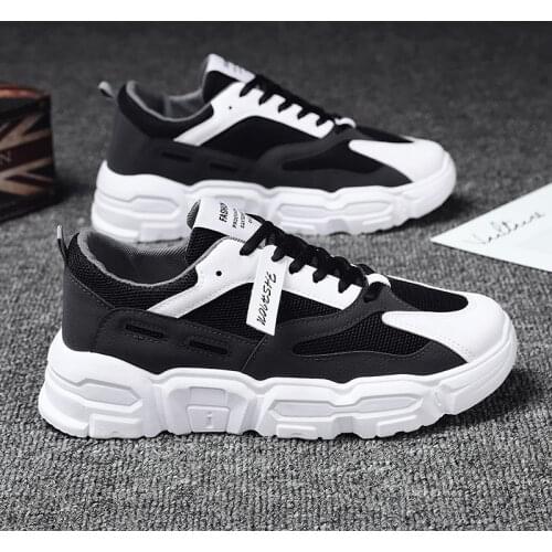 Hot Sale Men Old Dad Shoes Black and White Breathable Mens Sneakers Trendy Lace-Up Walking Man Simple Torre Walking Shoes