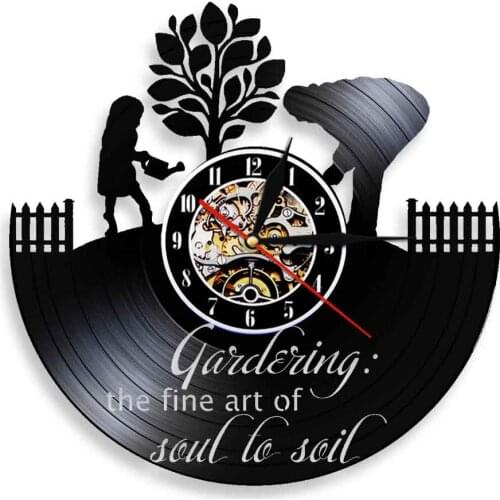 The Fine Art Of Soul To Soil Gardening Vinyl Record Wall Clock Growing Cultivating Plants Artwork Farmhouse Decor Wall Watch