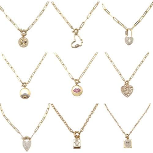 HECHENG Big Link Chain Necklace，Choker for Women， Steampunk Multi Layered heart Lock Pendant Necklace， Statement Jewelry