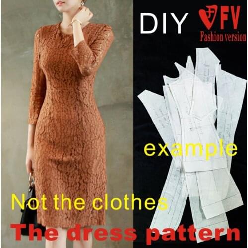Stretch lace dress pattern Slim-fit buttocks clothing cutting pattern making layout BLQ-347