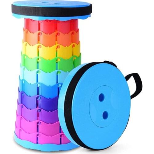 Rainbow Portable Folding Telescopic Stool Subway Queuing Chair and Outdoor Camping Fishing Stool