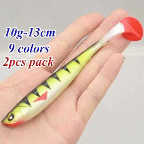 2PCS Silicone Soft Fishing Lures Jigging Bait Wobbler Bait Swimbait Artificial PVC Bait Freshwater Fishing Tackle 10g-13cm