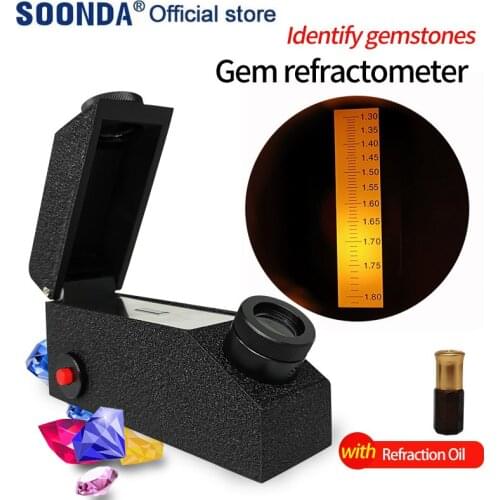 Gem Refractometer with Refraction Oil Jewelry Identification Instrument Distinguish Tools Jade Stone Refractive Index Tester